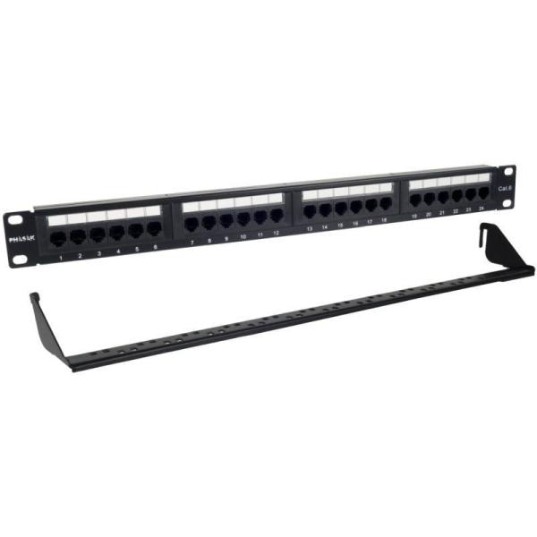 Patch Panel Phasak PU 2424/ 24 Puertos/ Cat.6/ Altura 1U/ Gestión de Cables