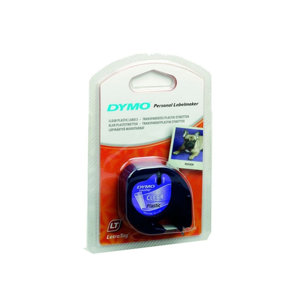 Cinta Rotuladora Adhesiva de Plástico Dymo 12267/ para Letratag/ 12mm x 4m/ Negra-Transparente - Imagen 1