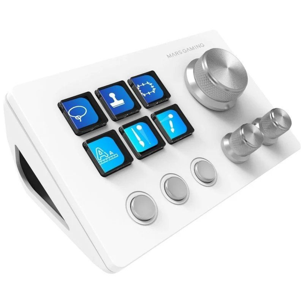 Control Deck Mars Gaming MSD-TWO/ 6 Teclas LCD/ 3 Ruedas/ 3 Botones/ Blanco Control Deck Mars Gaming MSD-TWO/ 6 Teclas LCD/ 3 Ruedas/ 3 Botones/ Blanco
