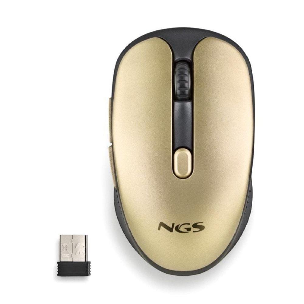 Ratón Inalámbrico NGS Evo Rust/ Batería recargable/ Hasta 1600 DPI/ Dorado Ratón Inalámbrico NGS Evo Rust/ Batería recargable/ Hasta 1600 DPI/ Dorado