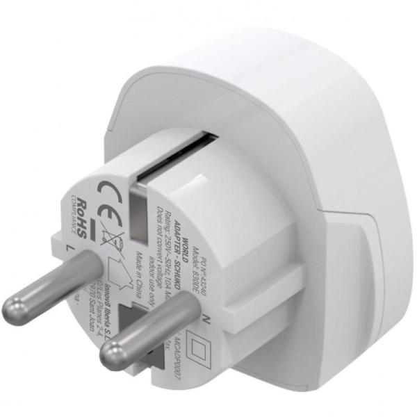Enchufe Universal Muvit For Change MCADP0007/ 1 Toma de Corriente/ Blanco