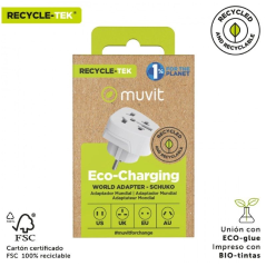 Enchufe Universal Muvit For Change MCADP0007/ 1 Toma de Corriente/ Blanco