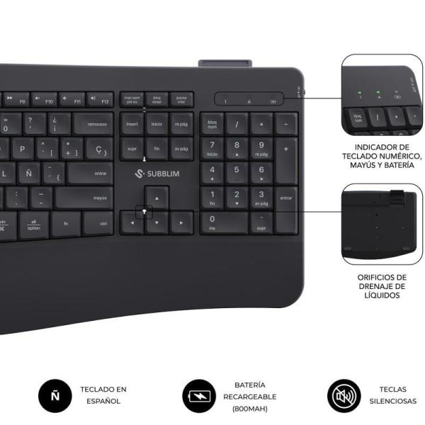 Teclado y Ratón Inalámbrico Subblim Combo Dual Office Prowave/ Negro