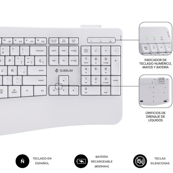 Teclado y Ratón Inalámbrico Subblim Combo Dual Office Prowave/ Blanco