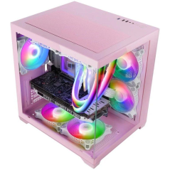 Caja Gaming Minitorre Mars Gaming MC-VIEW2/ Rosa