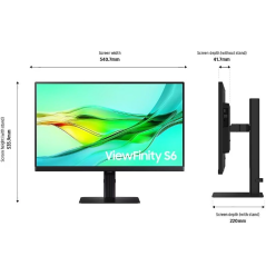 Monitor Profesional Samsung ViewFinity S6 S60UD S24D600UAU 24'/ QHD/ Regulable en Altura/ Negro
