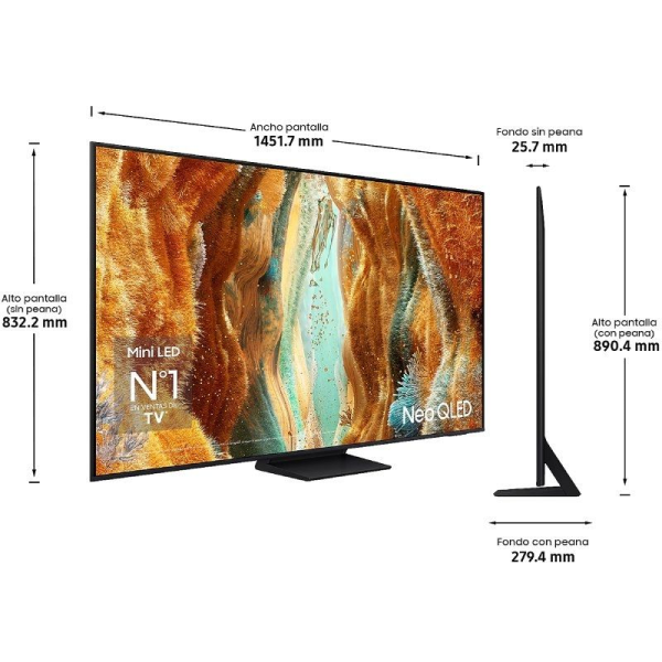 Televisor Samsung Neo QLED QN70F TQ65QN70FAU 65'/ Ultra HD 4K/ Smart TV/ WiFi