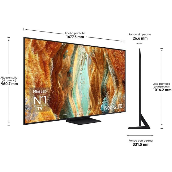 Televisor Samsung Neo QLED QN70F TQ75QN70FAU 75'/ Ultra HD 4K/ Smart TV/ WiFi