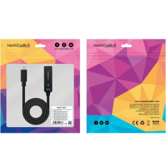 Cable Alargador USB Tipo-C 3.2 con Amplificador Nanocable 10.01.1311/ USB Tipo-C Macho - USB Tipo-C Hembra/ 5m/ Negro