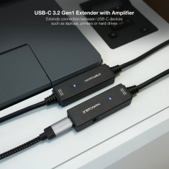 Cable Alargador USB Tipo-C 3.2 con Amplificador Nanocable 10.01.1312/ USB Tipo-C Macho - USB Tipo-C Hembra/ 10m/ Negro