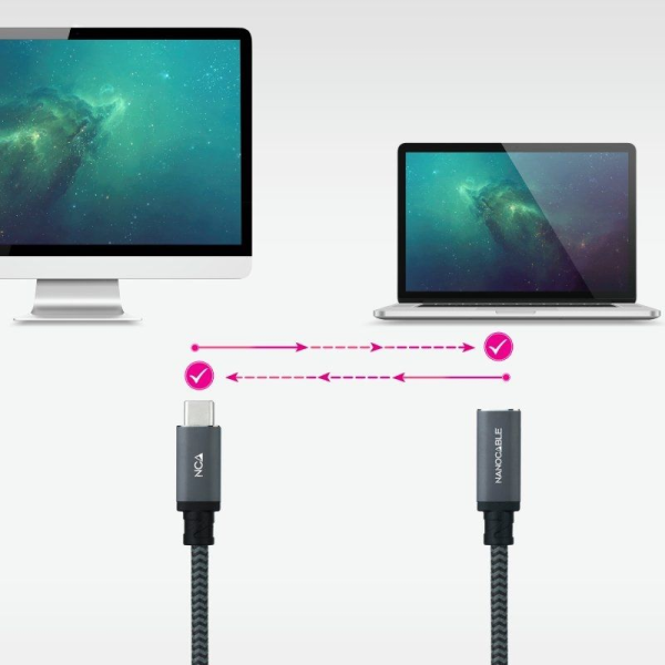 Cable Alargador USB Tipo-C 3.2 Nanocable 10.01.4501-L150-COMB/ USB Tipo-C Macho - USB Tipo-C Hembra/ 1.5m/ Negro