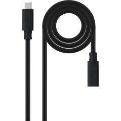 Cable Alargador USB Tipo-C 3.2 Nanocable 10.01.4502/ USB Tipo-C Macho - USB Tipo-C Hembra/ 2m/ Negro
