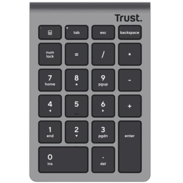 Teclado Numérico Inalámbrico Trust Xalas Wireless/ Plata