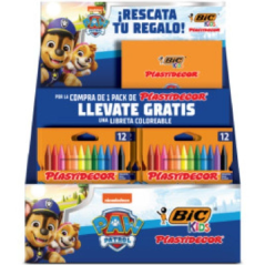 Expositor Bic Paw Patrol de Lápices de Cera y Cuadernos/ 24 Packs de 12 Unidades de Ceras/ 24 Cuadernos/ Surtido de Colores