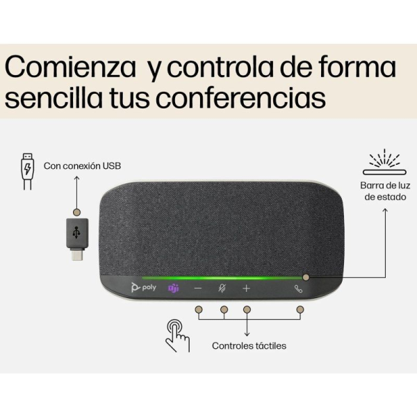 Altavoz Portátil para Conferencias Poly Sync 10 para Microsoft Teams/ USB-Bluetooth/ Negro