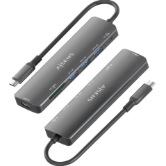 Docking USB Tipo-C Aisens ASUC-7P025-GR/ 1xHDMI/ 3xUSB/ 1xUSB Tipo-C PD/ 1xLector Tarjetas/ Gris