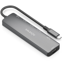 Docking USB Tipo-C Aisens ASUC-7P026-GR/ 1xHDMI/ 2xUSB/ 1xUSB Tipo-C / 1xUSB Tipo-C PD/ 1xLector Tarjetas/ Gris