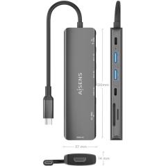 Docking USB Tipo-C Aisens ASUC-7P026-GR/ 1xHDMI/ 2xUSB/ 1xUSB Tipo-C / 1xUSB Tipo-C PD/ 1xLector Tarjetas/ Gris