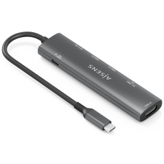 Docking USB Tipo-C Aisens ASUC-7P025-GR/ 1xHDMI/ 3xUSB/ 1xUSB Tipo-C PD/ 1xLector Tarjetas/ Gris