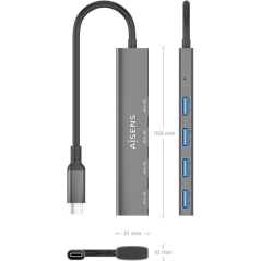Hub USB Tipo-C 3.0 Aisens A106-0540/ 4xUSB