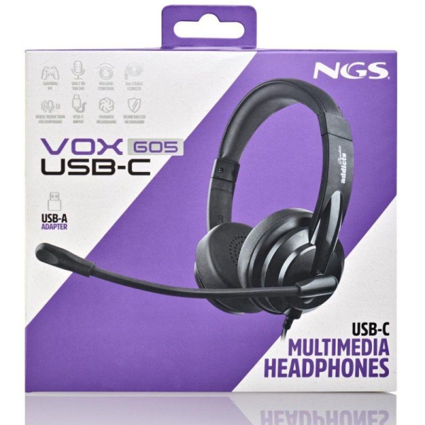 Auriculares NGS VOX605 USB/ con Micrófono/ USB/ Negros