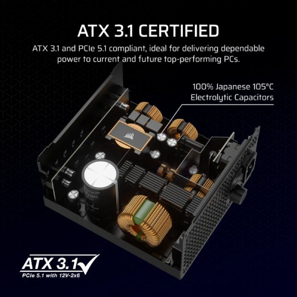 Fuente de Alimentación Corsair RM1000X/ 1000W/ Ventilador 12cm/ Cybenetics Gold