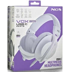 Auriculares NGS VOX805 USB-C/ con Micrófono/ USB Tipo-C/ Blancos