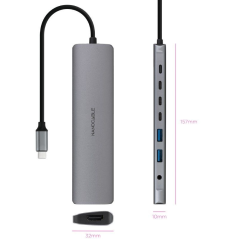 Docking Tipo-C Nanocable 10.16.4608/ 2xUSB/ 3xUSB Tipo-C/ 1xHDMI 4K/ 1xJack 3.5/ 1xUSB Tipo-C PD/ Gris