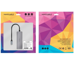 Hub USB Tipo-C 3.1 Nanocable 10.16.4603/ 1xUSB Tipo-C PD/ 1xRJ45/ Gris
