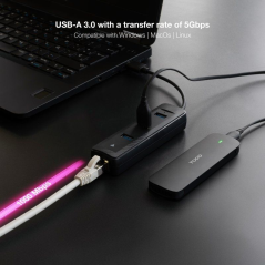 Hub USB 3.0 Nanocable 10.16.4604/ 3xUSB/ 1xRJ45/ Negro