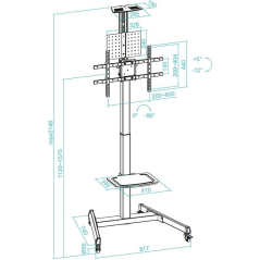 Soporte de Suelo Inclinable con Ruedas TooQ FS1184M-B para TV de 35-70'/ hasta 70kg