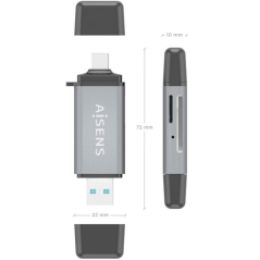 Lector de Tarjetas Externo Aisens ASCR-2AC11-GR/ USB 3.1