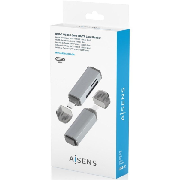 Lector de Tarjetas Externo Aisens ASCR-2A09-GR/ USB 3.1