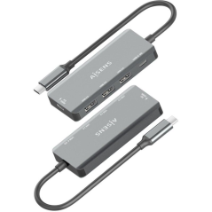 Hub USB Tipo-C Aisens A109-0945/ 3xUSB/ 1xUSB Tipo-C/ 1xUSB Tipo-C PD/ Gris