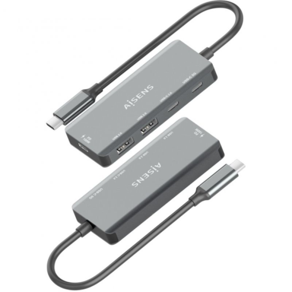 Hub USB Tipo-C Aisens A109-0946/ 2xUSB/ 2xUSB Tipo-C/ 1xUSB Tipo-C PD/ Gris