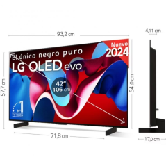 Televisor LG 4K OLED evo AI C4 OLED42C45LA 42'/ Ultra HD 4K/ Smart TV/ WiFi
