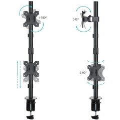 Soporte de Mesa para 2 Monitores TooQ DB1233TNV-B/ Giratorio/ Inclinable/ hasta 8kg