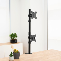 Soporte de Mesa para 2 Monitores TooQ DB1233TNV-B/ Giratorio/ Inclinable/ hasta 8kg