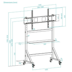 Soporte de Suelo Ajustable con Ruedas TooQ FS20105M-B para TV de 60-105'/ hasta 120kg