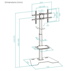 Soporte de Suelo Rotatorio/Ajustable TooQ FS2284M-B para TV de 37-70'/ hasta 70kg