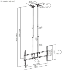 Soporte de Techo Inclinable/ Giratorio/ Nivelable Aisens CT120TLE-395 para TV de 60-120'/ hasta 120kg