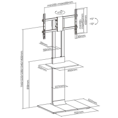 Soporte de Suelo Inclinable/ Giratorio con Bandeja DVD Aisens FT86TSE-401 para TV de 37-86'/ hasta 50kg