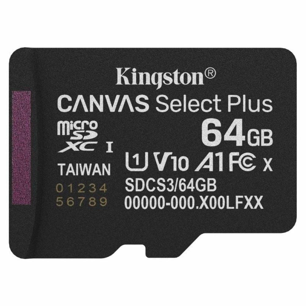 Tarjeta de Memoria Kingston CANVAS Select Plus 64GB microSD XC/ Clase 10/ 100MBs Tarjeta de Memoria Kingston CANVAS Select Plus 64GB microSD XC/ Clase 10/ 100MBs