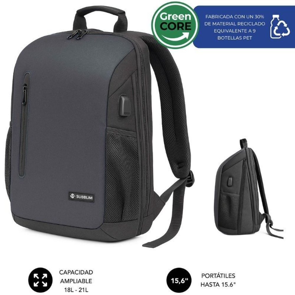 Mochila Subblim Xpand Air Padding Backpack para Portátiles hasta 15.6'/ Puerto USB/ Negro Mochila Subblim Xpand Air Padding Backpack para Portátiles hasta 15.6'/ Puerto USB/ Negro