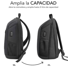 Mochila Subblim Xpand Air Padding Backpack para Portátiles hasta 15.6'/ Puerto USB/ Negro