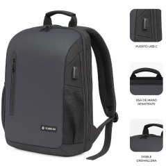 Mochila Subblim Xpand Air Padding Backpack para Portátiles hasta 15.6'/ Puerto USB/ Negro