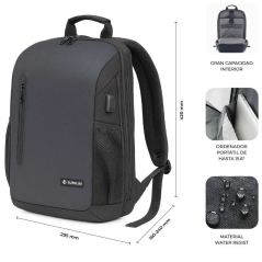 Mochila Subblim Xpand Air Padding Backpack para Portátiles hasta 15.6'/ Puerto USB/ Negro