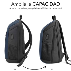 Mochila Subblim Xpand Air Padding Backpack para Portátiles hasta 15.6'/ Puerto USB/ Azul