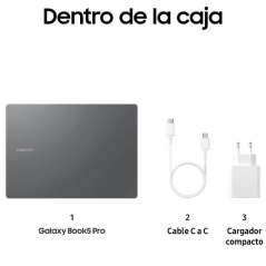 Portátil Samsung Galaxy Book5 Pro Intel Core Ultra 7-256V/ 16GB/ 512GB SSD/ 14' Tactil/ Win11 Pro