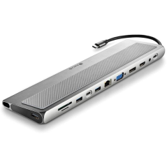 Docking USB Tipo-C NGS WonderDock 12 Pro/ 3xUSB/ 2xHDMI/ 1xVGA/ 1xRJ45/ 1xLector de Tarjetas/ 1xJack 3.5/ 1xUSB Tipo-C PD/ Gris